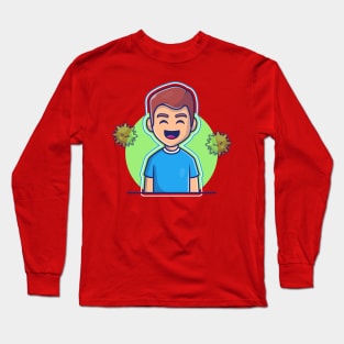 Boy With Strong Immunity Cartoon Long Sleeve T-Shirt